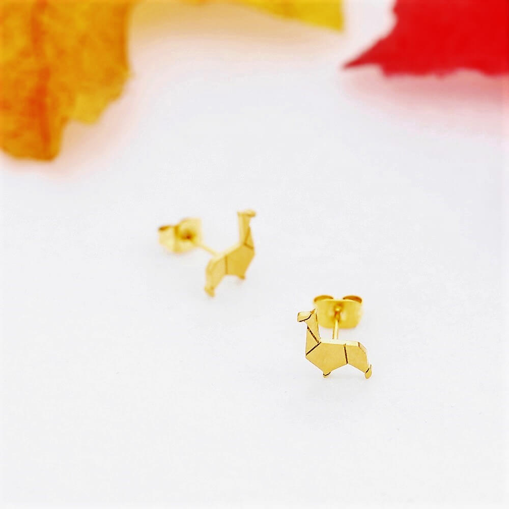 Origami Alpaca Earrings jewelry for women in gold with Free shipping - Simply Bo