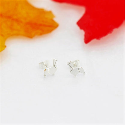 Origami Alpaca Stud Earrings jewelry for women in silver with Free shipping - Simply Bo