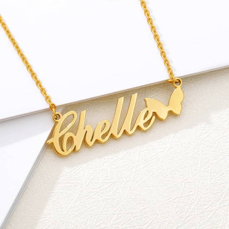 Custom-name-necklace-with-butterfly-Nameplate-Choker-Gold-Personalized-Jewlery-Gift