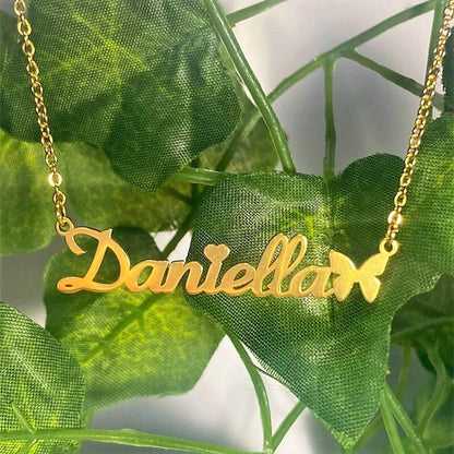 Custom-name-necklace-with-butterfly-Nameplate-Choker-Gold-Personalized-Jewlery