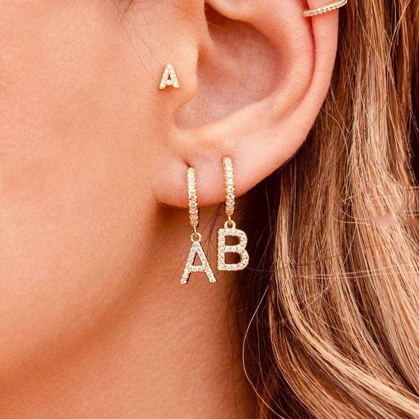 Gold-Initial-Letters-Dangle-Earrings-Personalized-Jewelry-Girls-trendy