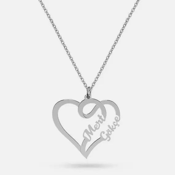SIlver custom jewelry Heart Name Necklace for girlfriend gift idea