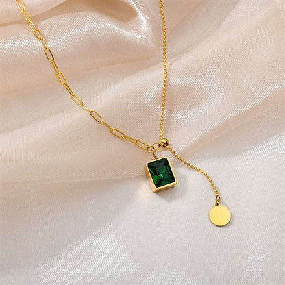 Square-Emerald-Charm-Pendant-Necklace-Jewelry-Choker-Jewelry-For-Women