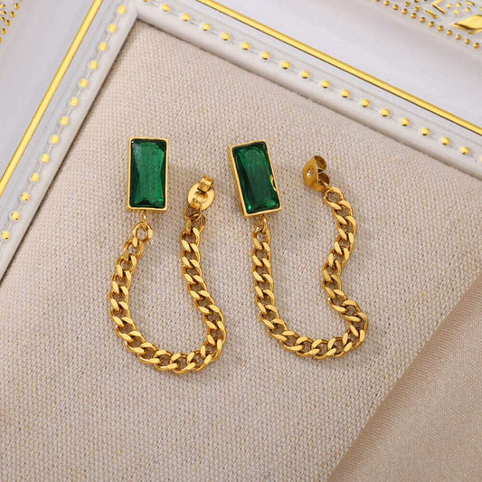 Square-Green-Drop-Earrings-For-Women-Curb-Chain-Link-Dangle-Earring-Fashion