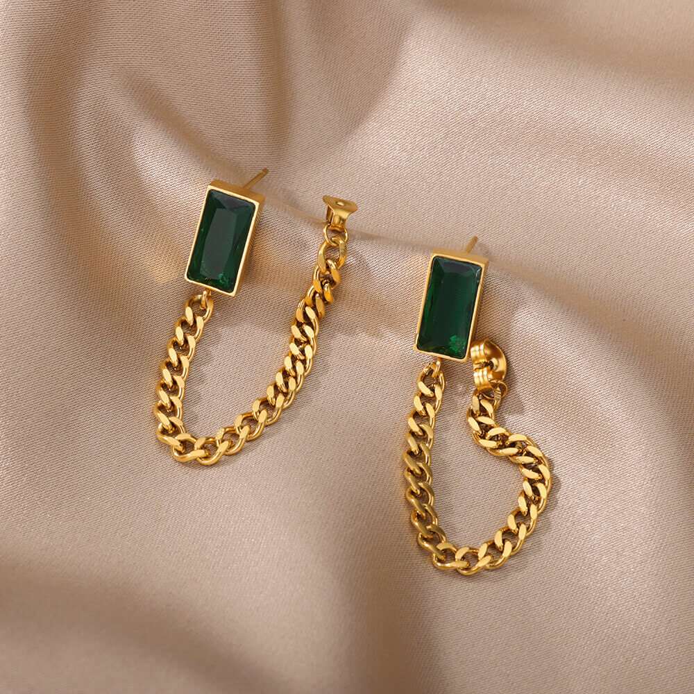 Square-Green-Drop-Earrings-For-Women-Curb-Chain-Link-Dangle-Earring-Trendy