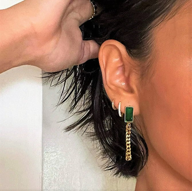 Square-Green-Drop-Earrings-For-Women-Curb-Chain-Link-Dangle-Earrings-Stylish