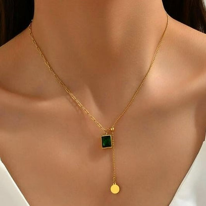 Square-Emerald-Charm-Cubic-Pendant-Necklace-Jewelry-Choker-Jewelry-For-Women