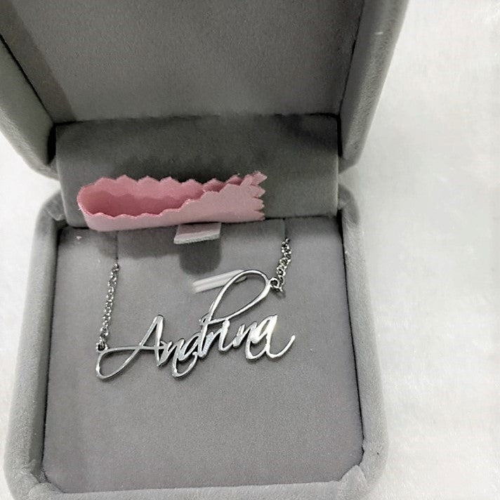 stylish personalized Script Nameplate Necklace for women in silver color (Free shipping) | Simply Bo