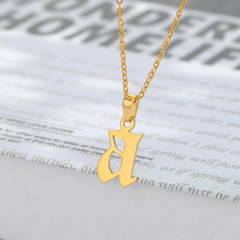 Lowercase Old English Letter Necklace
