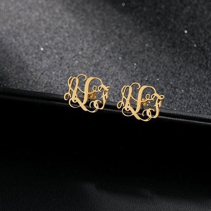Monogram Earrings jewelry for women in gold with Free shipping - Simply Bo