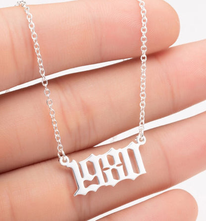 Custum-EnglishYear-Number-Necklace-Silver-women-men-casual-jewelry