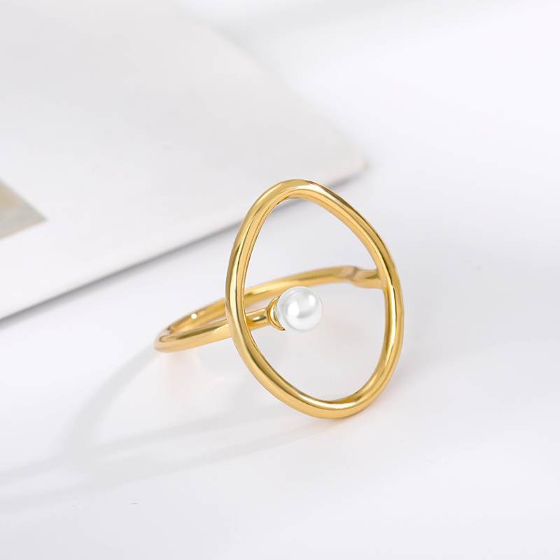Minimal Style Circle Pearl Ring jewelry for women in gold rose gold and silver with Free shipping - Simply Bo