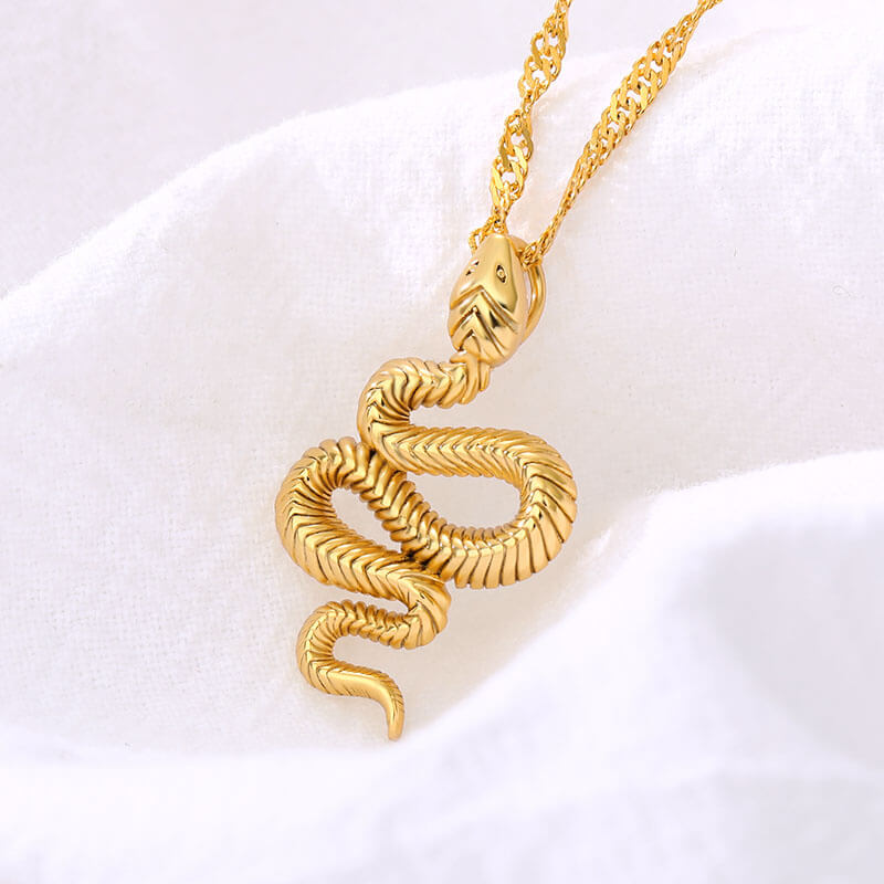 Girl's Gold Cobra Snake Necklace Trendy Layering Pendant Necklace Free Shipping - Simply Bo