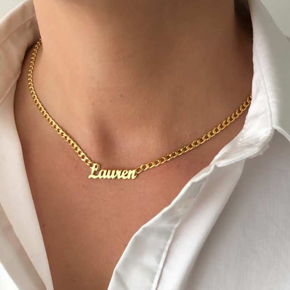 Street Style Gold Cuban Chain Custom Name Chain Pendant Necklace Personalized jewelry for women with Free shipping - Simply Bo