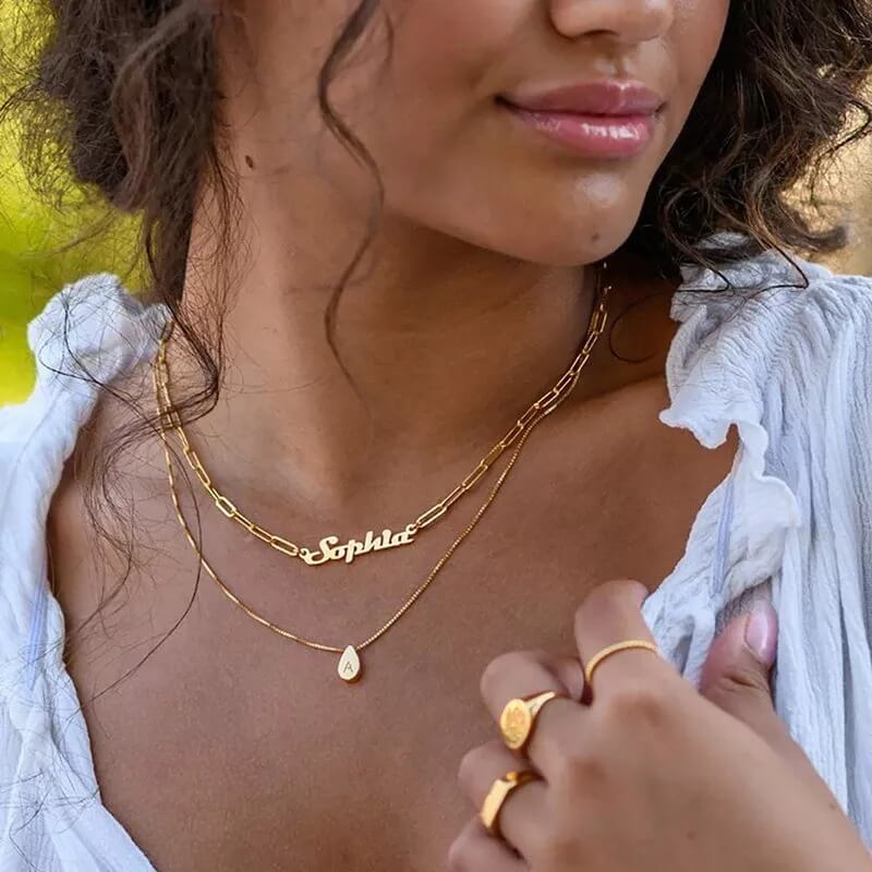 Personalized Layring Chain Name Necklace jewelry for women in gold with Free shipping - Simply Bo