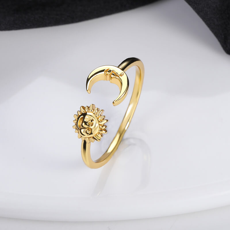 open boho sun moon Ring for women in gold (Free shipping) | Simply Bo