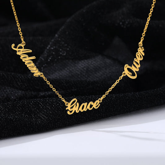 Personalized-Multiple-three-Names-Necklace-Custom-Nameplated-Pendant-Gold