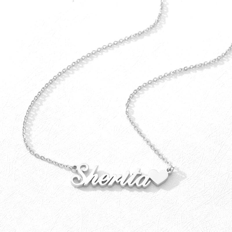 stylish Tiny Heart Name Necklace for women in silver  (Free shipping) | Simply Bo
