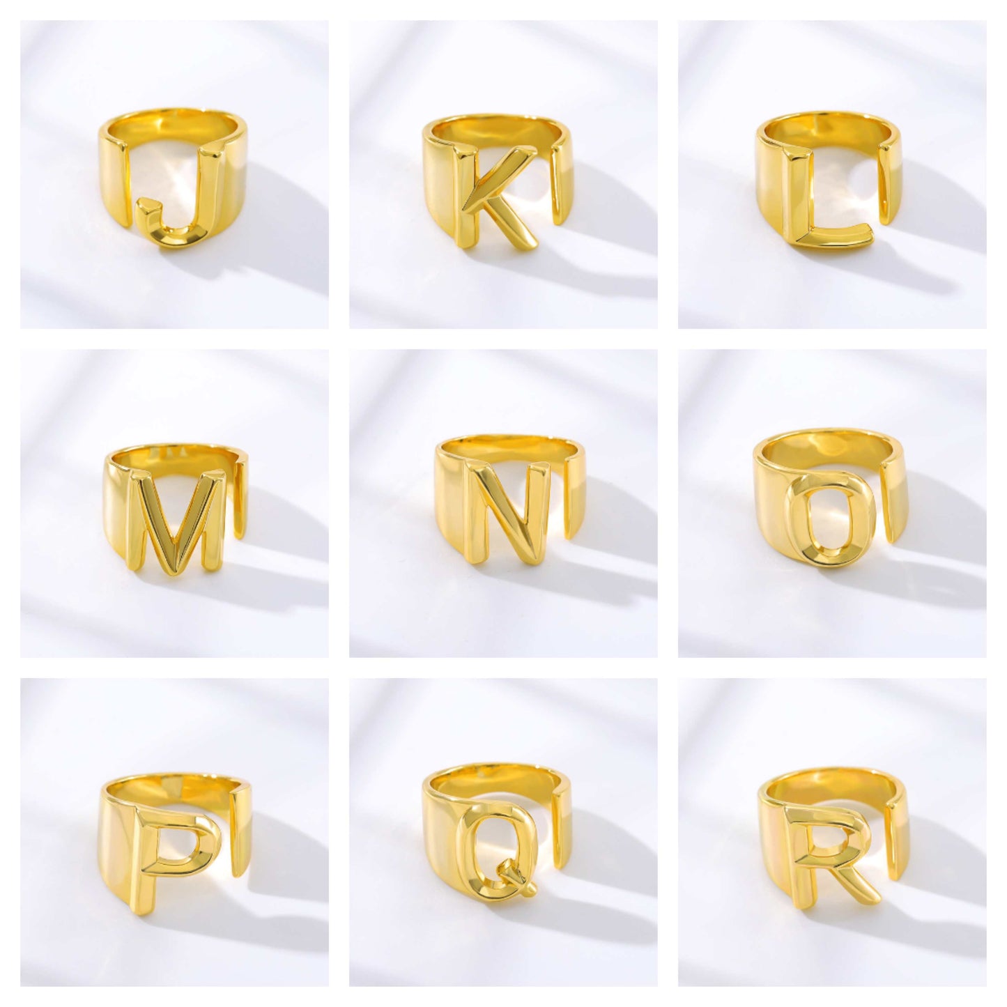Personalized Custom Initial Letter J to R Jewelry Ring in Gold For Women Free Shipping - Simply Bo