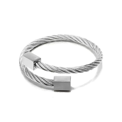 Simple-Irregular-Wist-Open-SIlver-Color-Rope-Cube-Bangle-Bracelet
