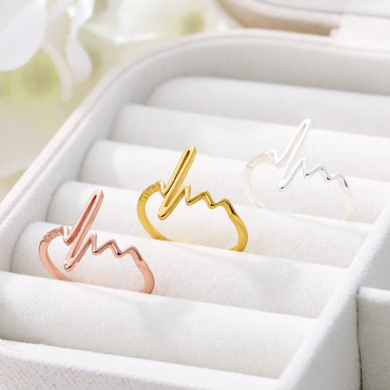 thin simple heart beat Ring for women minimal bo jewelry in gold rose gold and silver color (Free shipping) | Simply Bo