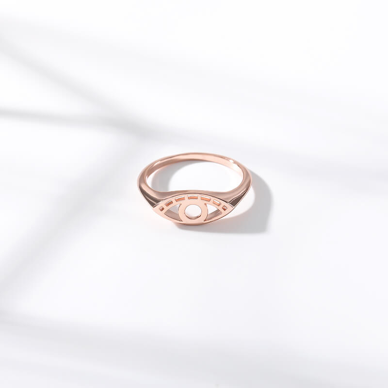 Stackable Thin Ethnic Turkish Eye Band Ring for women in rose gold Jewelry (Free shipping) | Simply Bo