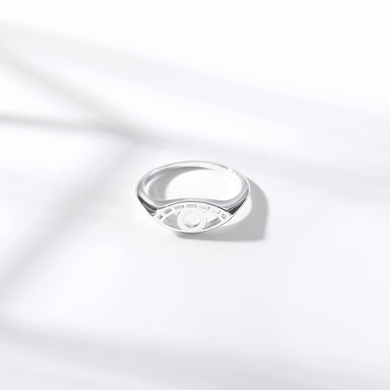 Stackable Thin Ethnic Turkish Eye Band Ring for women in silver Jewelry (Free shipping) | Simply Bo