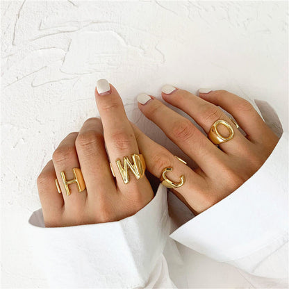 Personalized Custom Initial Letter Jewelry Band Ring in Gold For Girls Free Shipping - Simply Bo