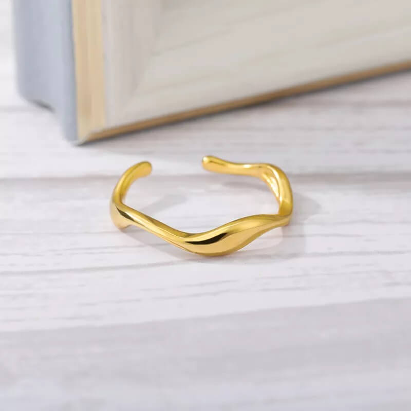 Stackable thin wavy Ring jewelry for women in gold with Free shipping - Simply Bo