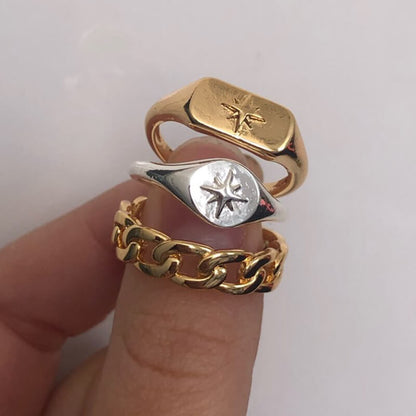 Trendy-Vintage-Style-Stacking-Gold-Rectangle-Star-Signet-Ring-Women-Bo-Jewelry
