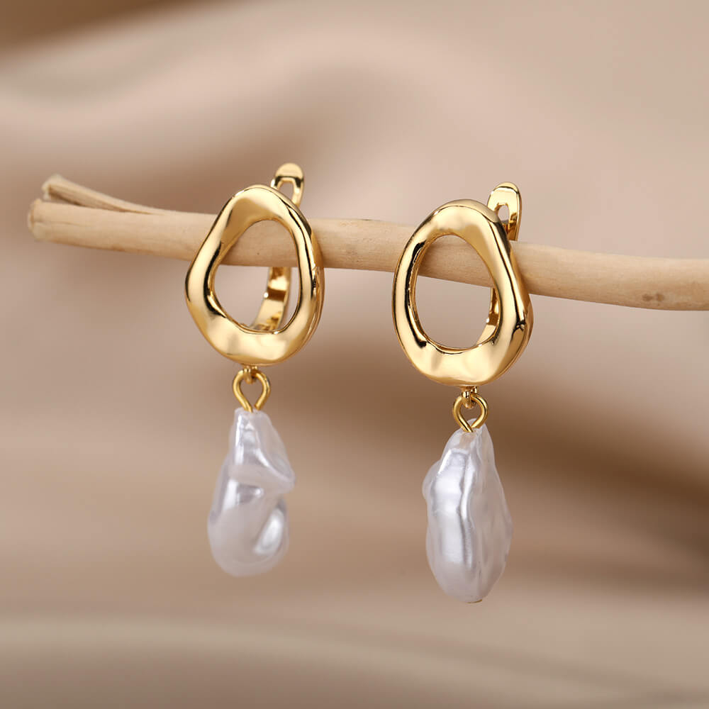 Unique-Pearl-Drop-Earrings-For-Women-trendy-Jewelry-Gold
