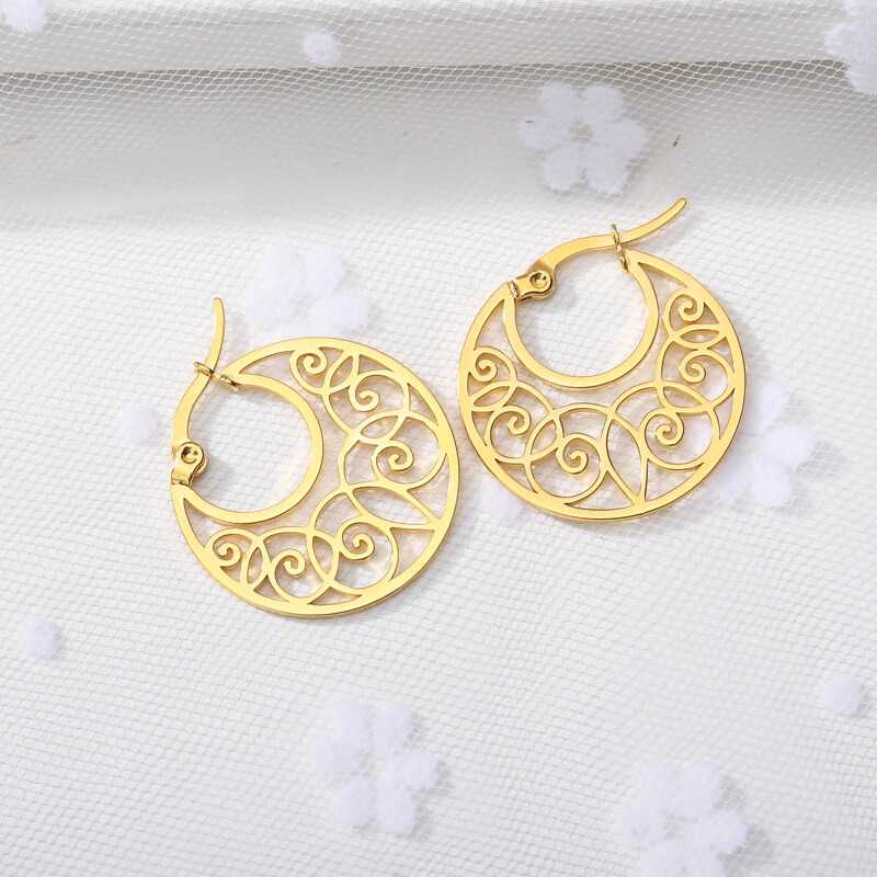 Boho Round Hollow Earrings for women in gold- Free shipping Simply Bo